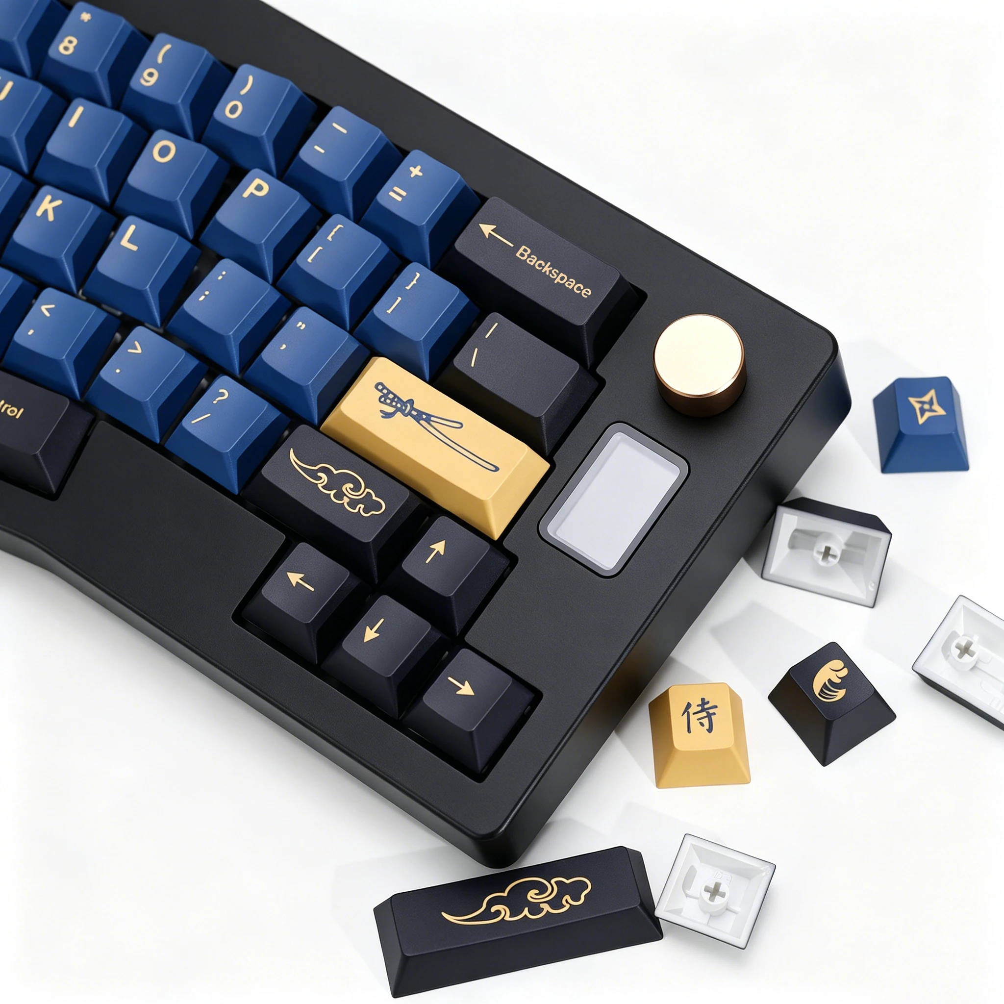 KBDiy GMK Blue Samurai Keycaps Retro Cherry Profile PBT Ailce Keycap Custom For MX Switches Gaming Mechanical Keyboard Key Caps