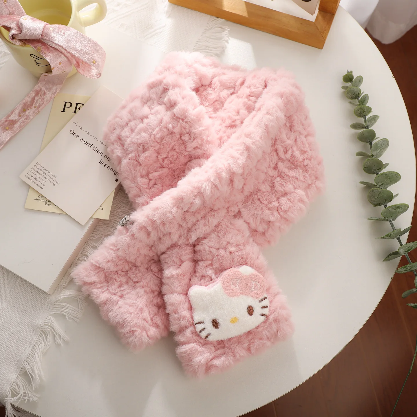 مرحبا كيتي فتاة الموضة الكورية لطيف الكرتون هريرة أفخم وشاح طالب الخريف والشتاء ريكس أرنب وشاح دافئ سميكة