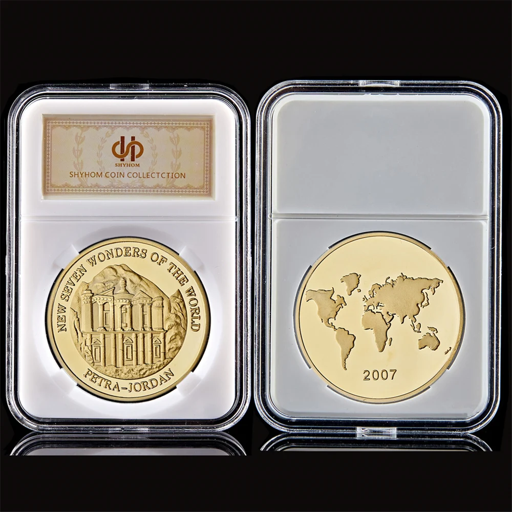 

Asian Petra Jordan New Seven Wonders of the World Commemorative Coin Model Toy Collectible Gift Coin W/ Capsule Display