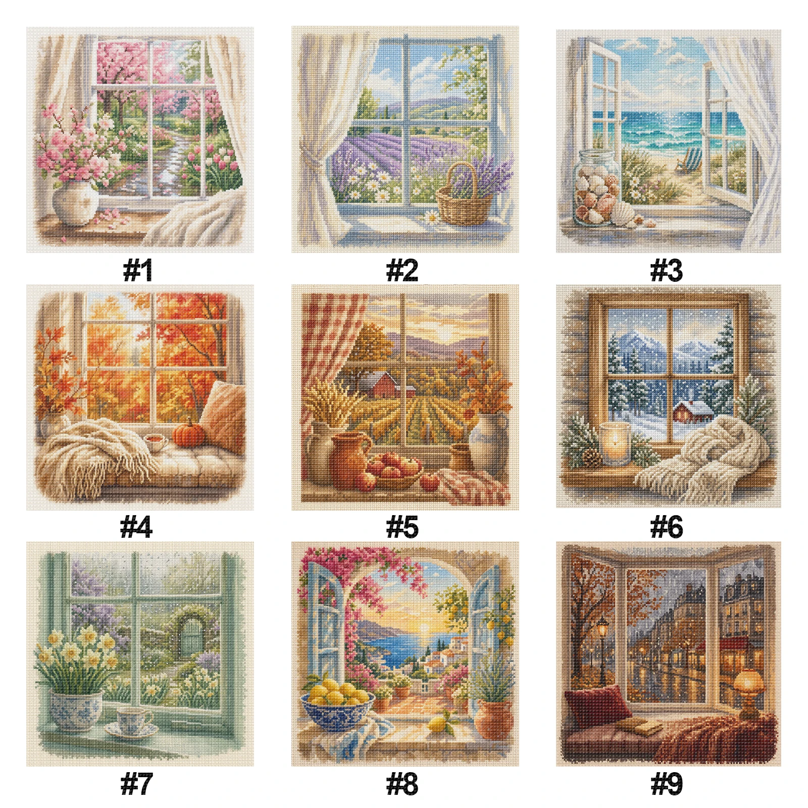 Home Decor Kit 11CT Stamped 45x45cm Landscape 3 Strand Cotton Thread Printed Canvas