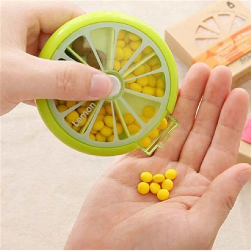 Weekly Rotating Pill Box Case Splitter Tablet Storage Organizer Medicine 7 Day Pill Container For Travel