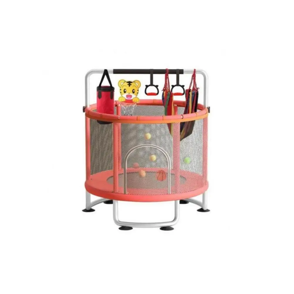 Trampoline réglable pour enfants avec panier de basket-ball, balançoire, sac de sable, balles océaniques, trampoline extérieur pour tout-petits de 440 lb avec filet de clôture