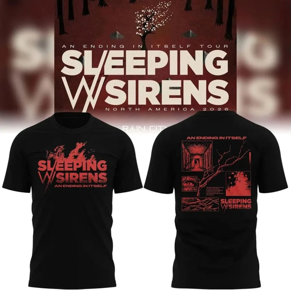 Sleeping with Sirens Emo Rock Tour 2026 Graphic Tee T Shirt Men's Women's Unisex Cotton Retro Cool Oversize Short Sleeve Top - view 3
