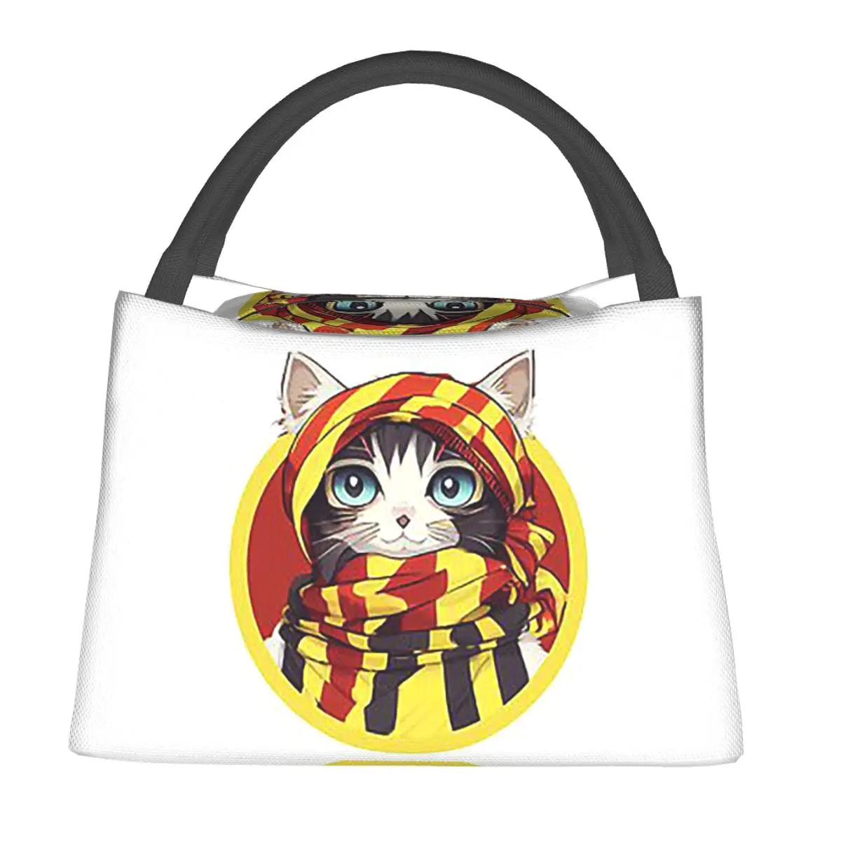 Potter Cats II - Red And Yellow Scarf Lunch Bags Insulated Bento Box Lunch Tote Picnic Bags Thermal Bag for Woman Girl School