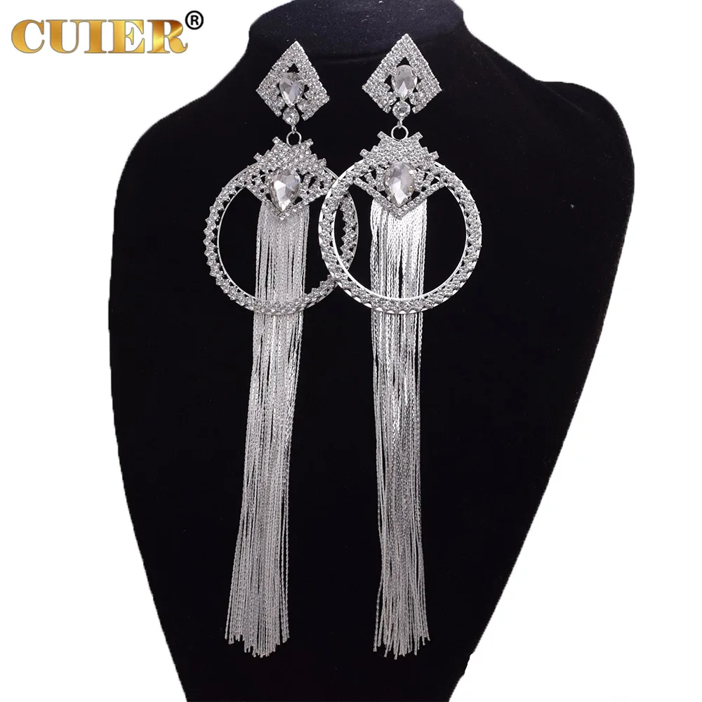 

CUIER 24cm Long Tassel Earrings for Women Exaggerated Stage Jewelry