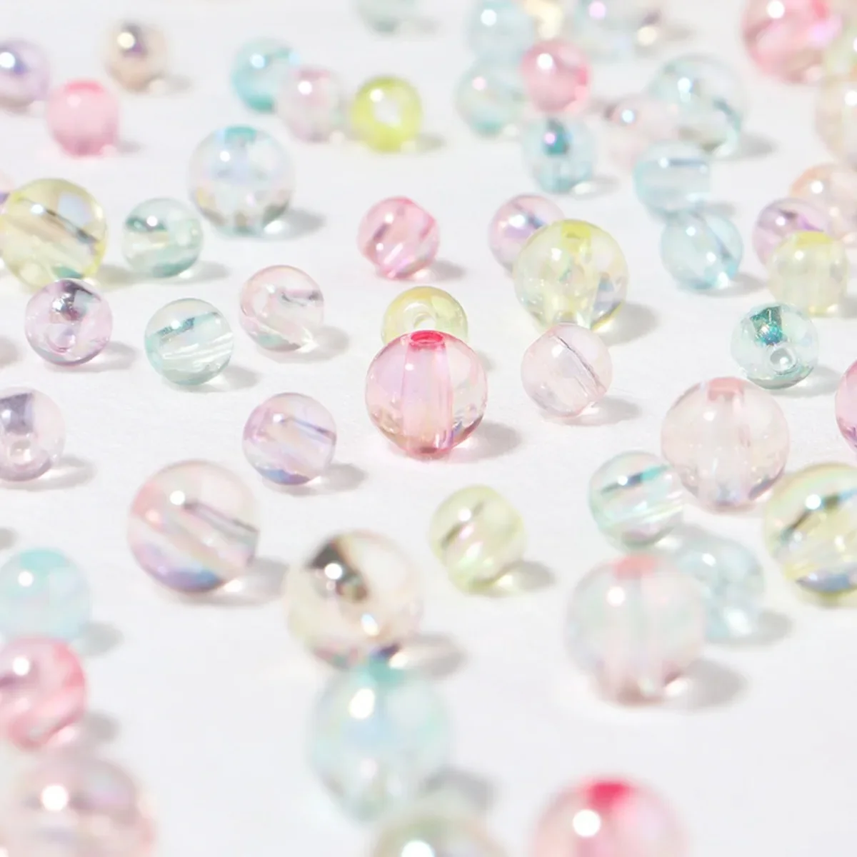 TX25 100pcs 6 8 10mm Jelly Color Design Sense Cute Transparent Round Acrylic Jewelry Spacer Beads DIY Bracelet Necklace Trend