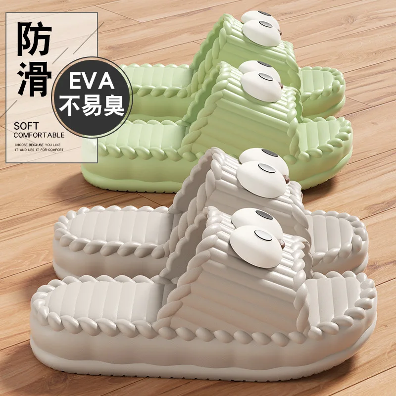 Soft Slippers Women Men Couple 2026 Summer EVA Sole Eye Bow Animal Bathroom Outside Sandals Woman Non-Slip Indoor Shoes 2401 view 4