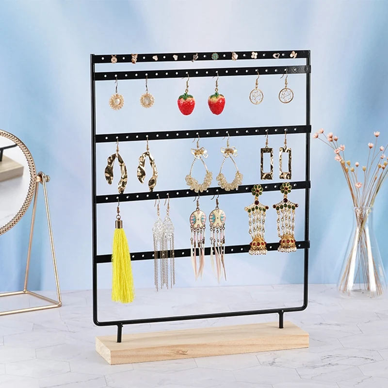 1 Piece Simple 5-Layer White 100-Hole Jewelry Rack Jewelry Storage Jewelry Rack Dressing Table Jewelry Display Durable
