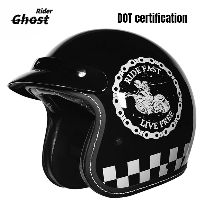 OrzO pen Face Motorcycle Helmet Vintage Moto Helmet Unique Retro Motorbike 3/4 Half Helmet Removable Lining Cascocascospara Moto