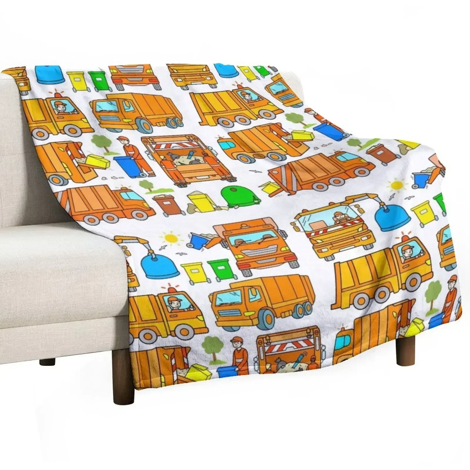 Garbage Truck Design Trashtrucks Rubbish Collection Vehicles Throw Blanket cosplay anime Furrys Decorative Sofas Blankets