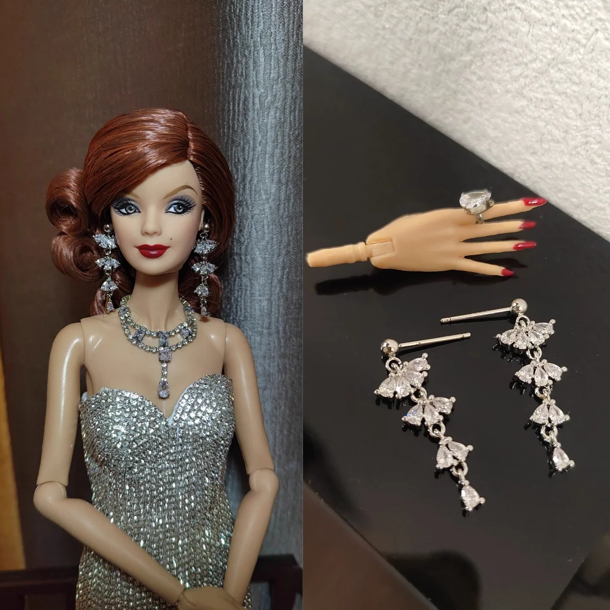 

Ювелирные аксессуары для кукол 1/6, изысканные роскошные серьги с зубчатыми бриллиантами для 30 см FR BJD, супермодель куклы, платье «сделай сам»