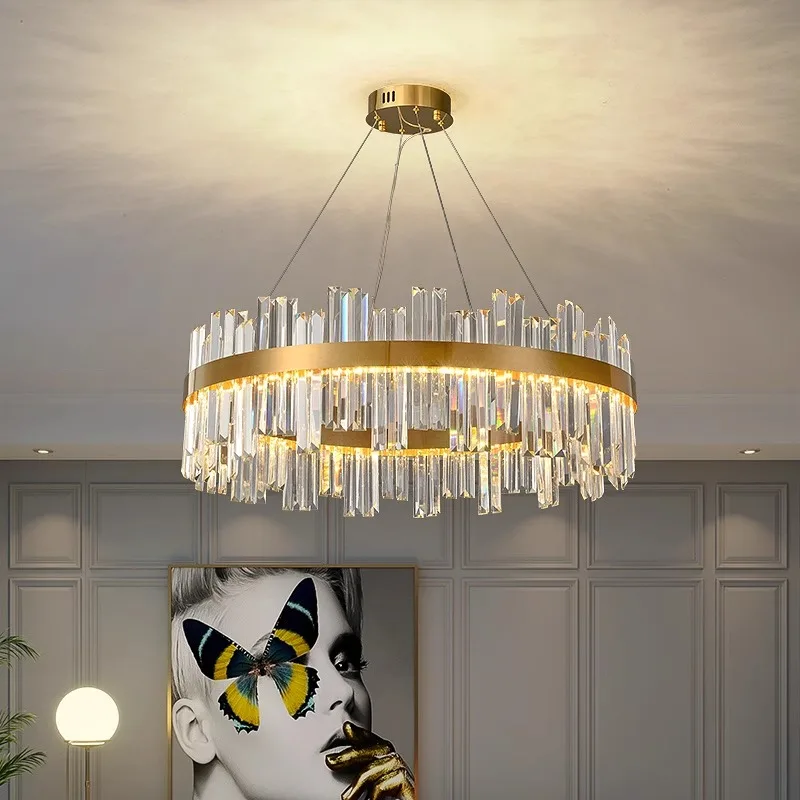 Modern gold round/rectangular crystal chandelier, living room, dining room home ceiling lighting decorative ceiling light.