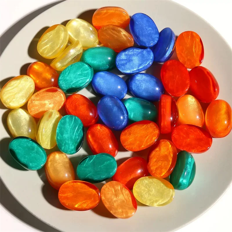 Wholesale 40pcs/lot color print geometry ovals shape resin cabochon beads diy jewelry garment hair accessory