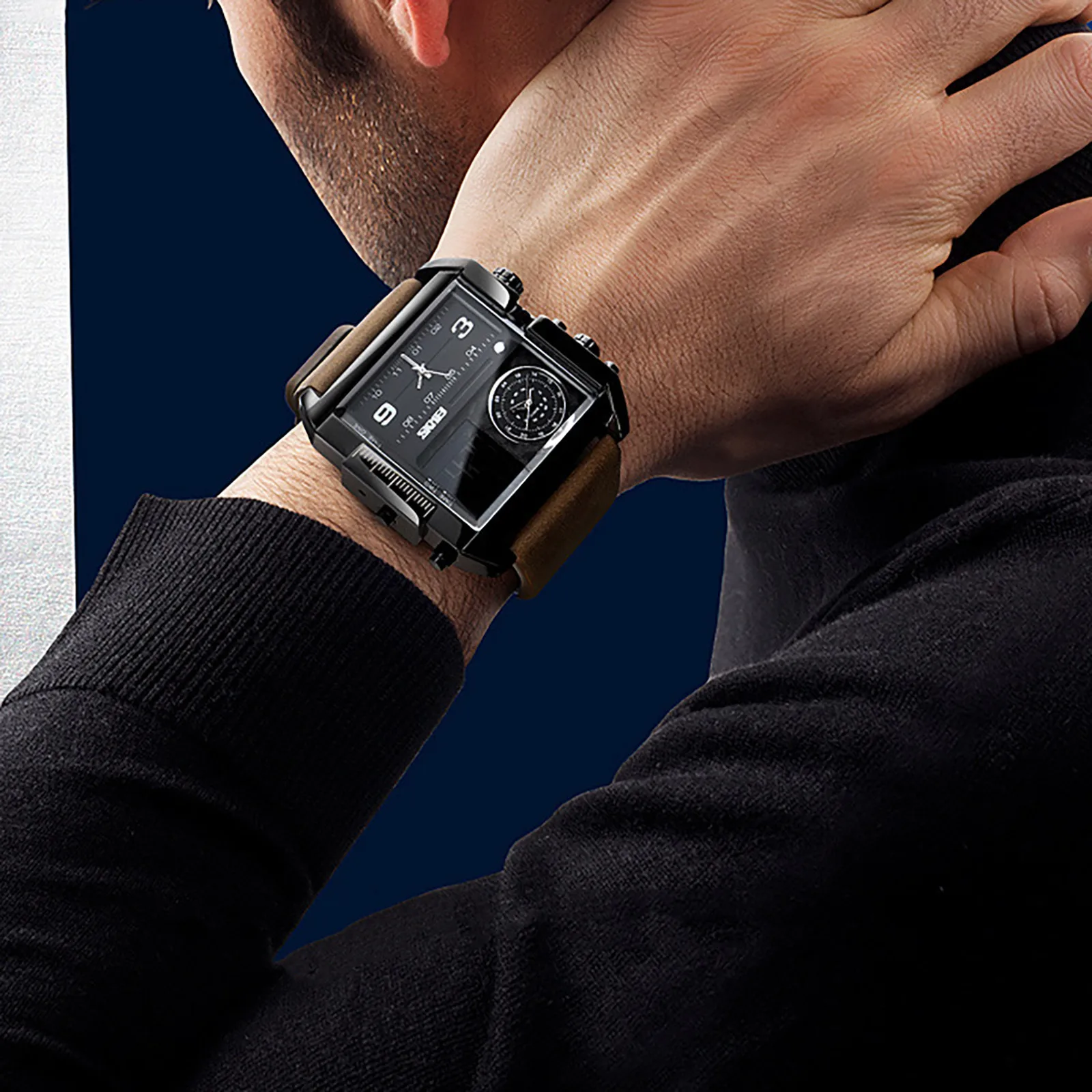 Luxury Man Wristwatch Rectangle Waterproof Luminous Day Week Men Watch Digital Multifunction Men\'s Watches Quartz Reloj