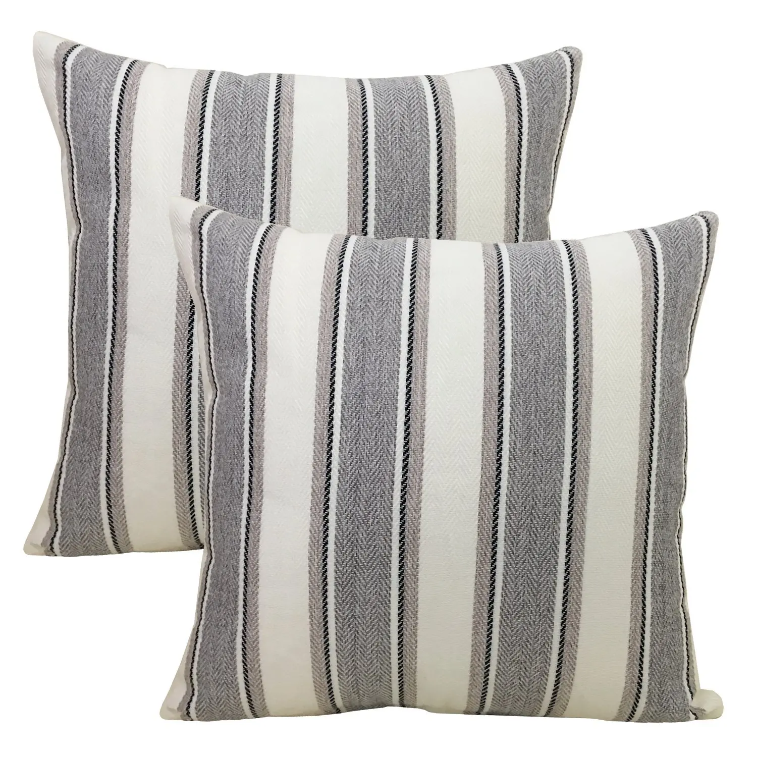 

Set of 2 Pack Cool Stripe Pillow Cases Cotton Linen Square Decorative Throw Cushion Cover