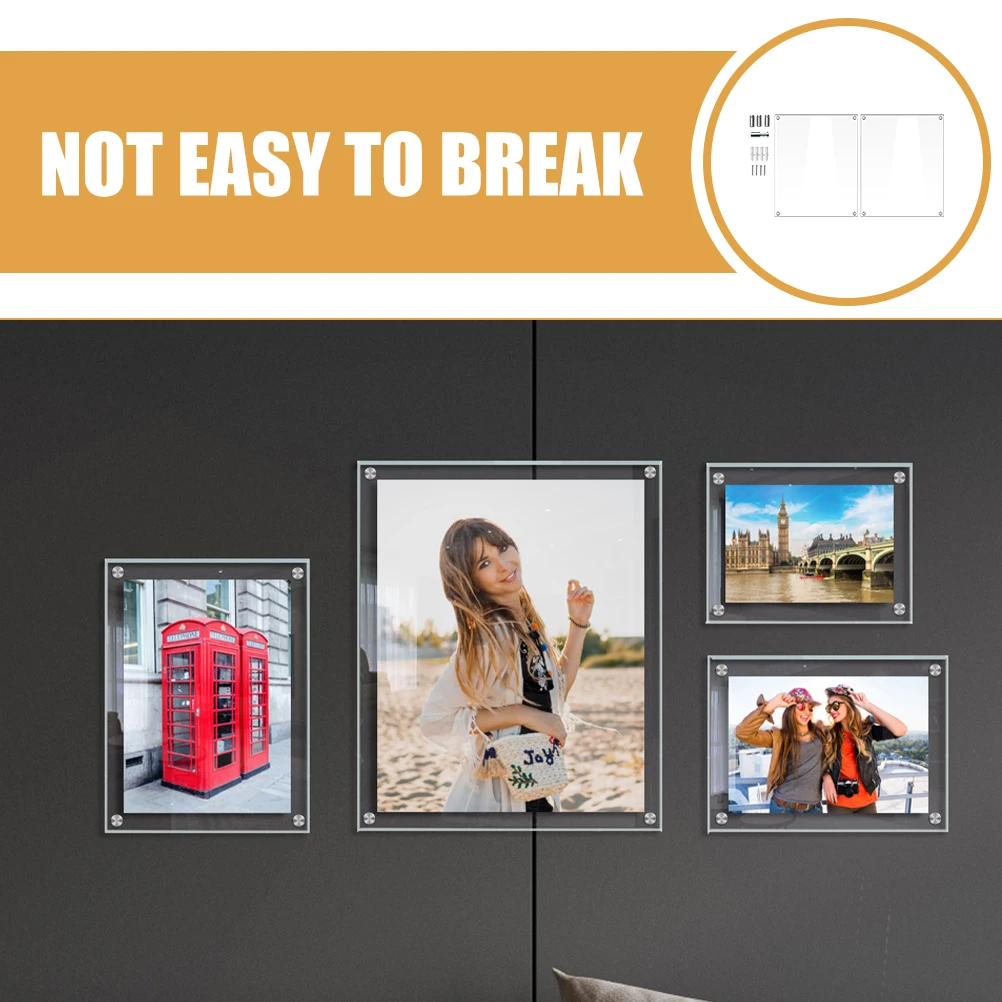 

1Set Acrylic Picture Frame Clear Wall Display Resistant Deformation Easy Install Flexible Arrangement Home