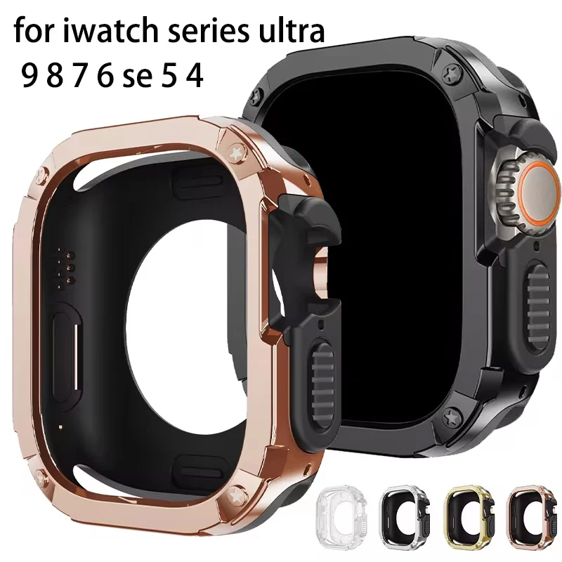 2-in-1-Hülle für Apple Watch Cover 38 42 mm 49 mm 41 mm 45 mm 40 mm 44 mm, stoßfester Schutz, Stoßstangengehäuse für iWatch Ultra 9 8 7 6 5 4