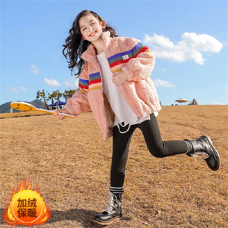 2023 Spring Girls Plush Jackets For 5-14 Years Old Teens Clothes For Teenage Girls Sports Outerwear Coat Autumn Kids Jackets