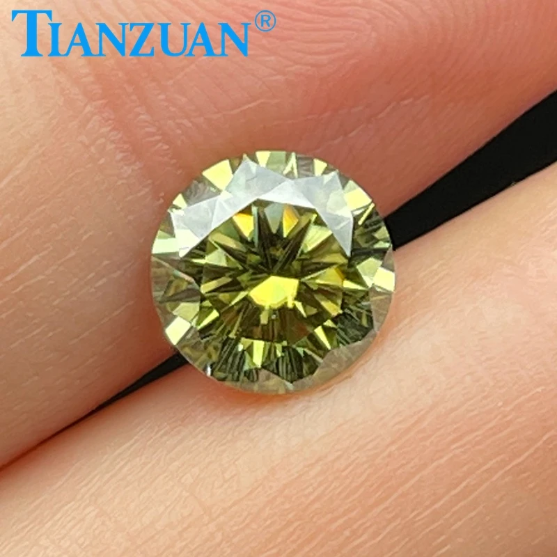 Olive Color 9mm Si Round Shape Brilliant cut Sic Material Moissanite Loose Gem Stone For Jewelry Making DIY Material