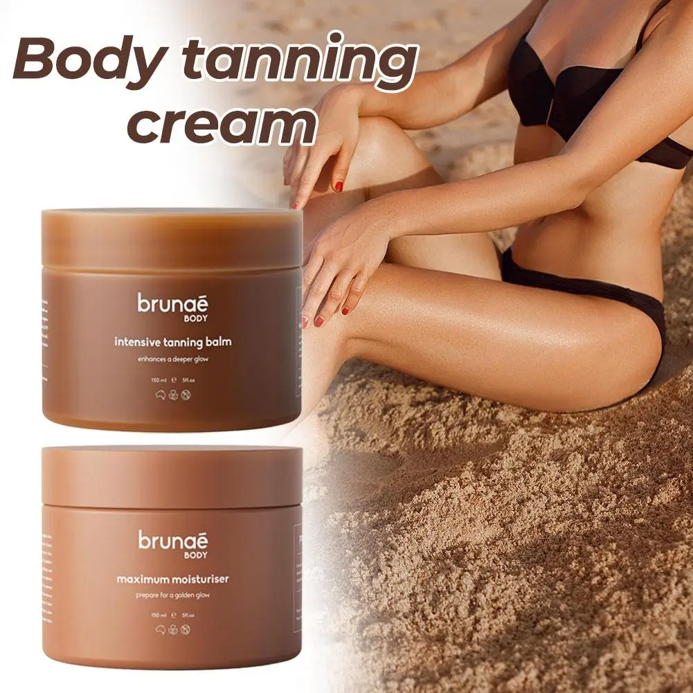 

Brunae Intensive Tanning Balm 150ml, Hydrating Streak-Free Body Bronzer Cream, Gradually Build Smooth Natural Golden Tan Skin