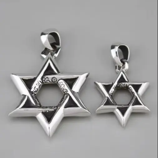 Hexagram Star Pendant 925 Pure Silver Couple Single Pendant American Retro Silver Jewelry Necklace Pendant
