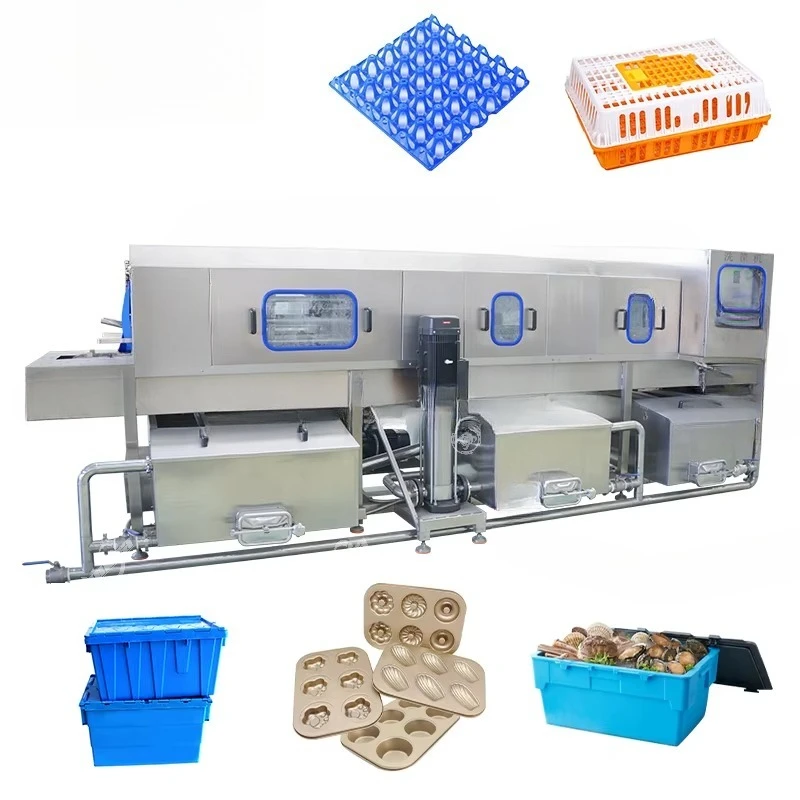 Customized Poultry Crate Cleaning Machine with Hot Water System Perfect for Various Crate Sizes