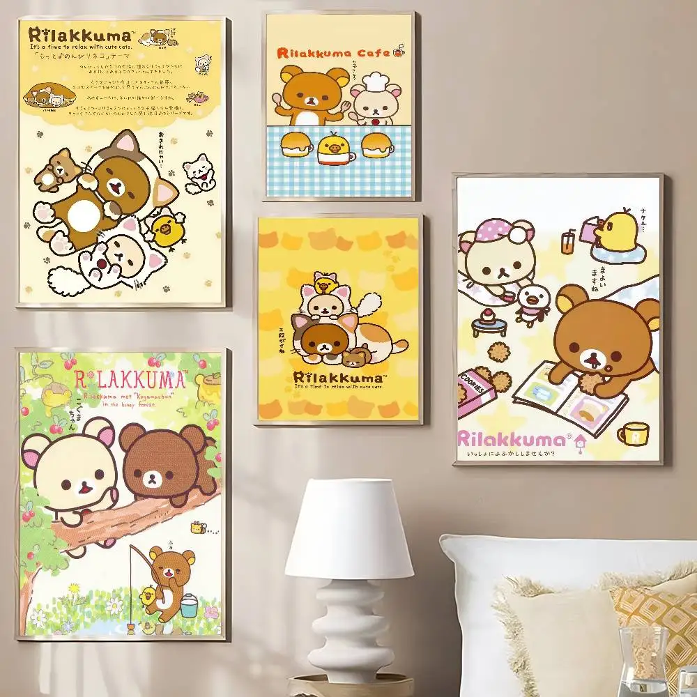 Cartoon Rilakkuma klassische Vintage Poster Decoracion Malerei Wand Kunst weiß Kraftpapier Kawaii Zimmer Dekor