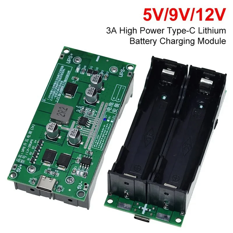 

N82R 2X Type-C 15W 3A 18650 Lithium Battery Charger Module DC-DC Step Up Booster Fast Charge UPS Power Supply Converter 5V