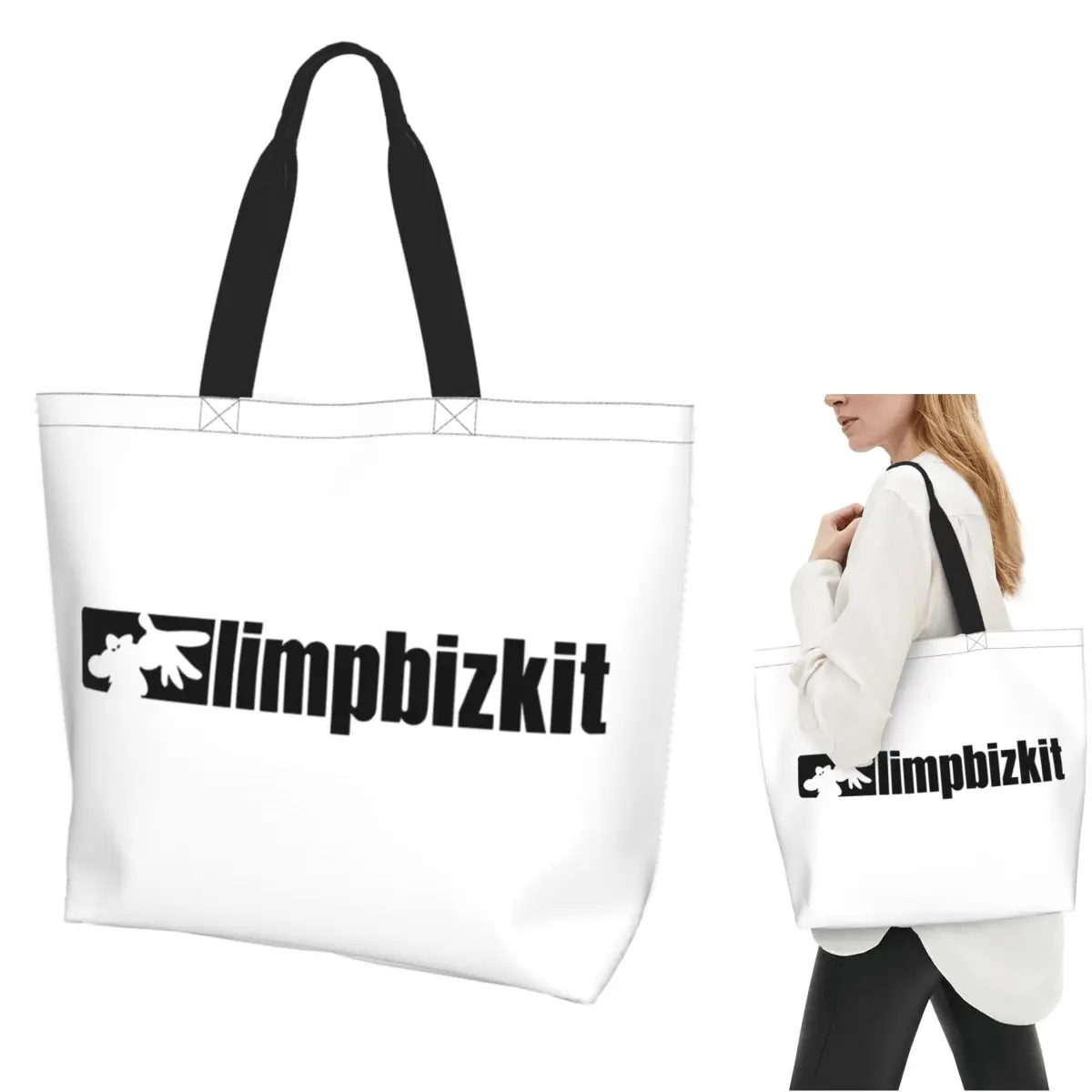 Limp Bizkit Shopping Tote Bag Canvas Large Capacity Shoulder Bags Shopper Grocery Handbag for Women