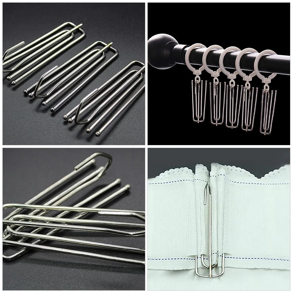 30pcs Stainless Steel 4 prong Curtain Hooks Drapery Pinch Pleating Metal Hanging Accessories Easy Install Home Decor