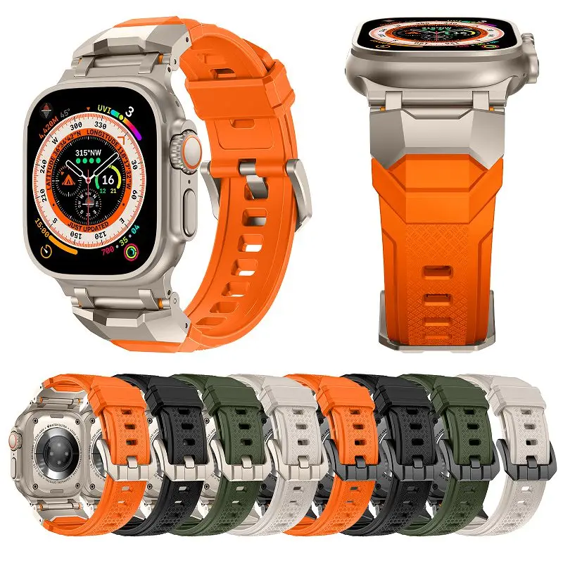 Soft Rubber Strap For Apple Watch Ultra 2 Series 9 8 7 49mm 45mm Sports Bracelet For iWatch 6 5 4 Se 44mm 42mm Men Silicone Band