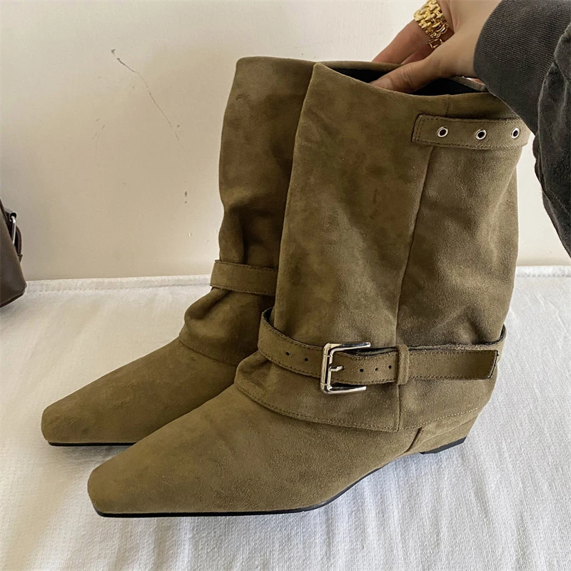 

Eilyken/зимне-осенний дизайн, женские ботильоны с ремешком и пряжкой, винтажные туфли в стиле панк с острым носком на низком каблуке