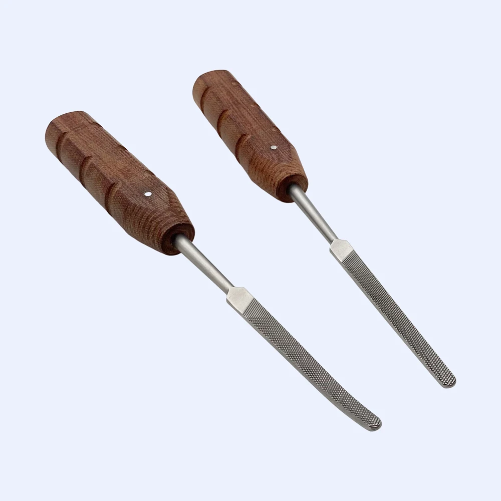 VKTIMALL Bone File Bone Grind Bone Joint Rasp Stainless Steel with Wooden handle Orthopedic Veterinary Instrument