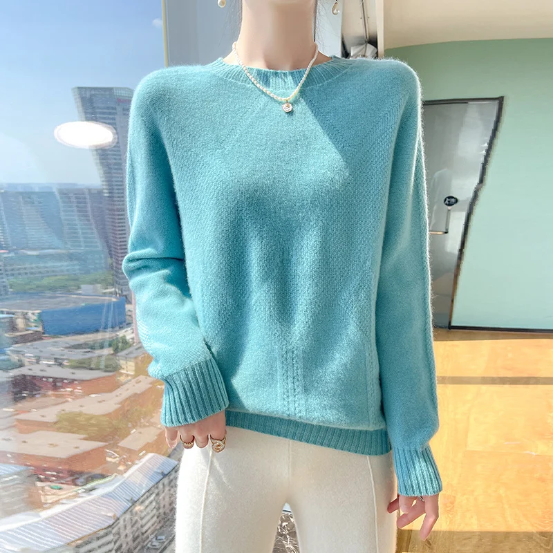 

Pure Cashmere Sweater Women's Diamond Twisted Long Sleeve Knitted Sweater Underlay Woolen Sweater Top