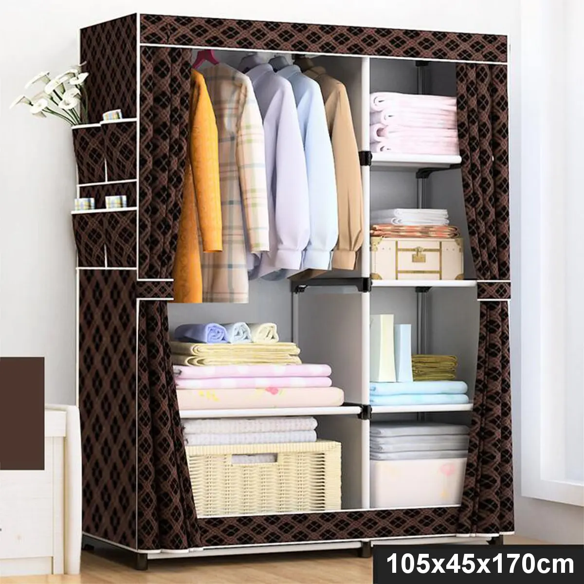 Non-woven Fabric Folding Cloth Storage Cabinet Simple Cloth Wardrobe Portable Storage Furniture Bedroom Furniture Wardrobe