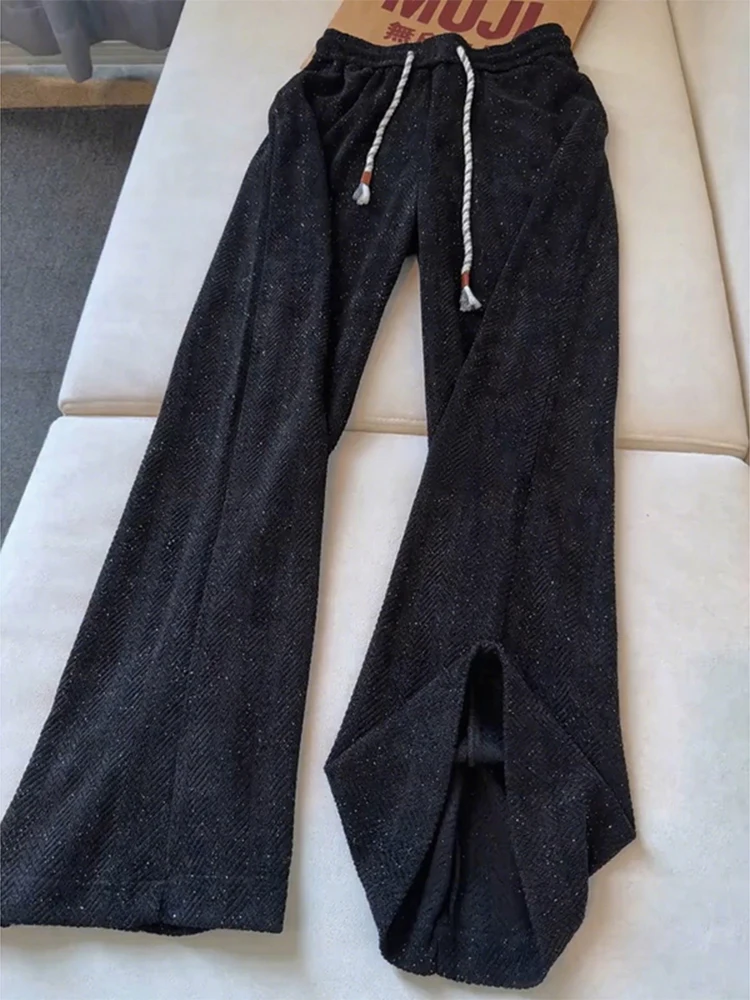 

Bla Diagonal Stripe Men's Sweatpants Knitted Drapey Sle American Retro Straight Leg Faionable Autumn Seasonal Trousers