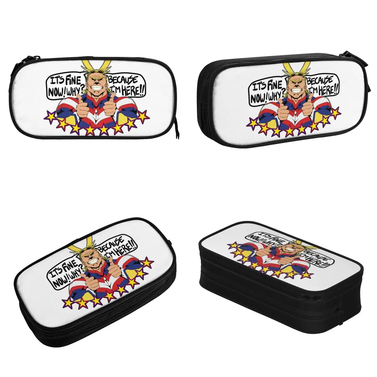 Fun All Might Is Here My Hero Academia Pencil Cases Pencilcases Pen Box Kids Big Capacity Bags Students School Zipper Stationery