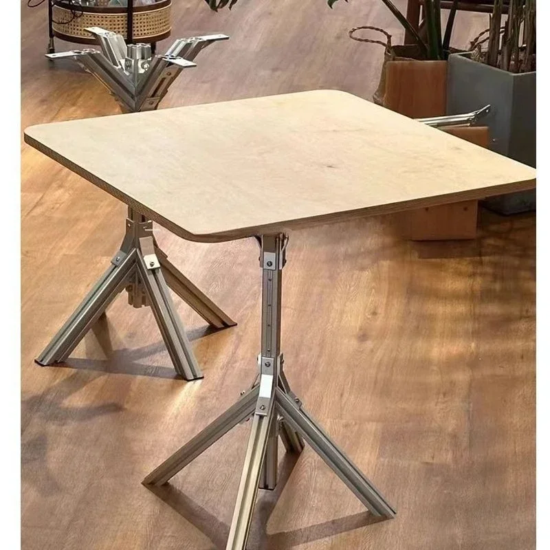 Birch coffee shop milk  shop square table marine board industrial style aluminum profile table