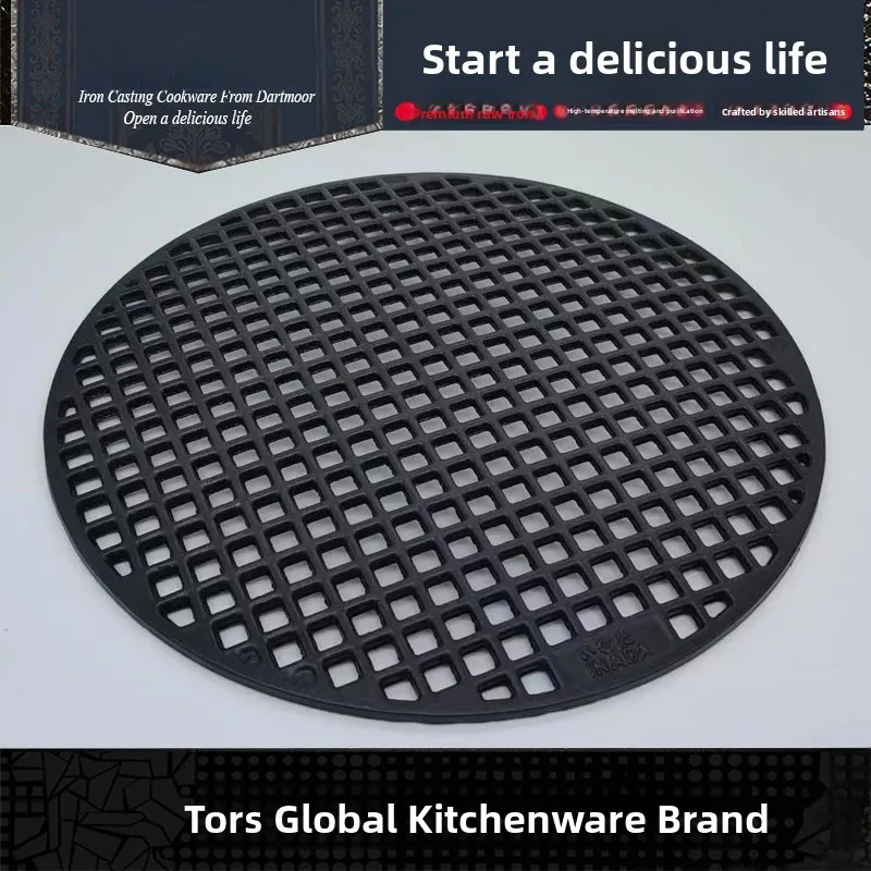 

Thiened Cast Iron round Hole Barbecue Net Charcoal Roast Meat id ing Meat Stand Fire Pit Korean Sle Barbecue Net