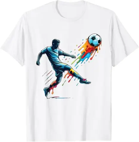 Fußball-Drip Jungen Mode Jugend Fußball T-Shirt Y2k Fußball-Liebhaber Neuheit T-Shirt Sportbekleidung für Männer, Fußballspieler-Bekleidung – Detail 5