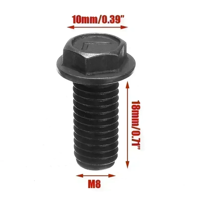 5pcs Saw Blade Screw Set M8 X 18mm Left Hand Thread Hex Flange For Cutting Machine Black Carbon Steel Screw Handle Tools Accesso