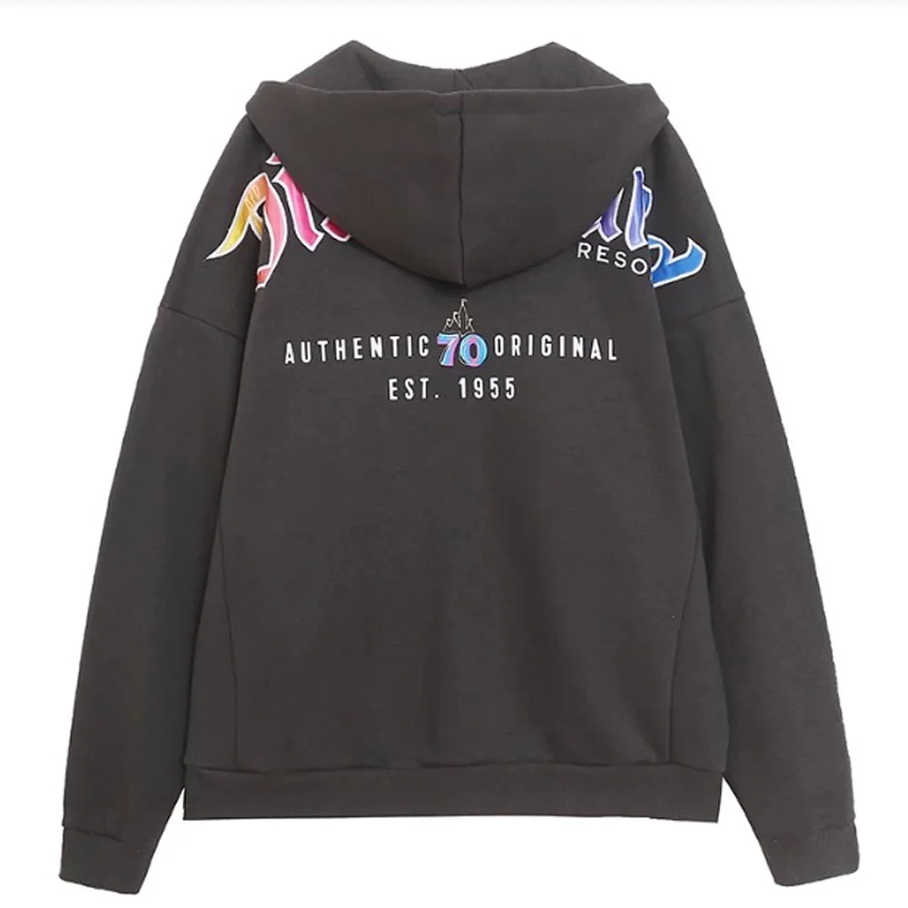 ديزني 70th الذكرى القلعة الكرتون طباعة التطريز الصوف ديزني لاند البلوز المرأة مقنعين سستة البلوز للجنسين 2025