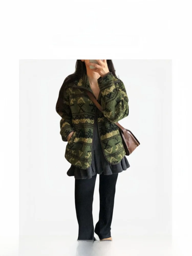 

Casual Color Blo Fce Lined Stand Collar Jaet Top TheBarnnet Han Dongmen Ge Long Sve Regular Sve Cotton Jaet