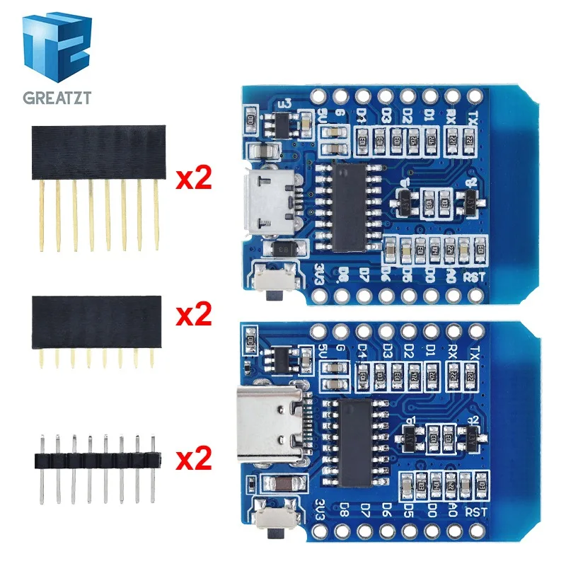 GREATZT ESP8266 ESP-12 ESP12 WeMos D1 Mini Module Wemos D1 Mini WiFi Development Board Micro USB 3.3V Based On ESP-8266EX 11 Dig