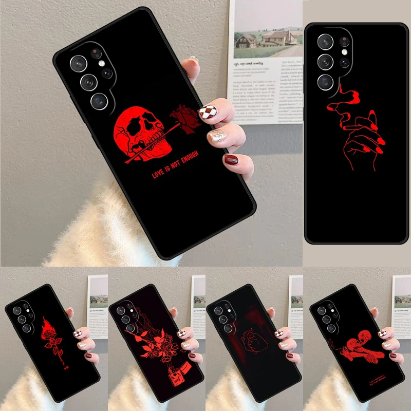 Red Doodles Aesthetics TPU Phone Case For Samsung Galaxy note 10 pro S26 S25 S24 S23 S22 Ultra Plus S21 FE S20 Shockproof Cover