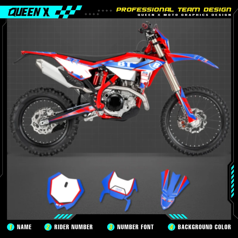 QUEEN X MOTO Motorcycle Team Graphics Decal & Sticker Kit For BETA RR 2023 2024 2025 BETA RR ENDURO 009