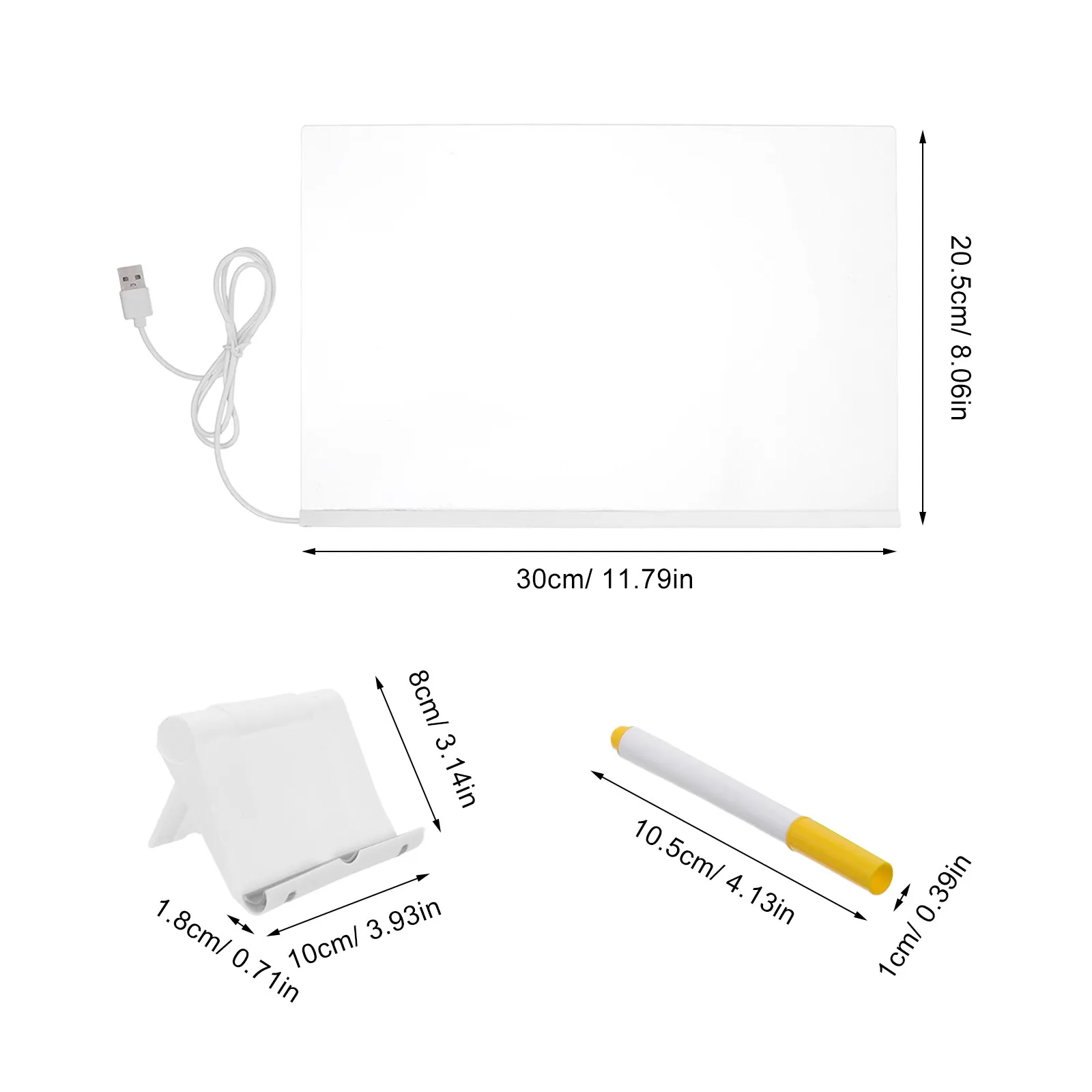 1Set LED Acrylic Writing Pad Rewritable Glow Message Board for Office Home Birthday Note Doodle Drawing Lighted Sketch Board