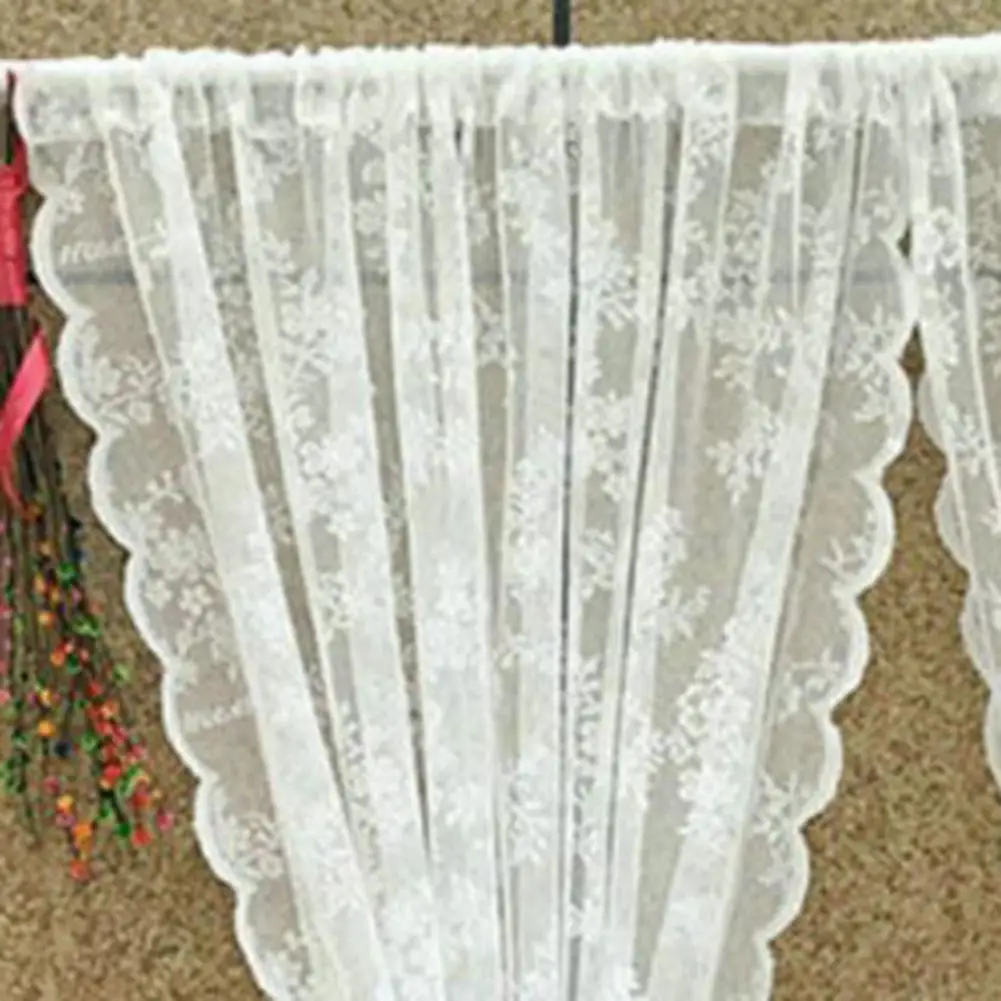 

Lace Window Tulle 1 Slice Fashion Exquisite Polyester American Style Lace Sheer Curtain Home Dorm Hotel Decor for Cafe