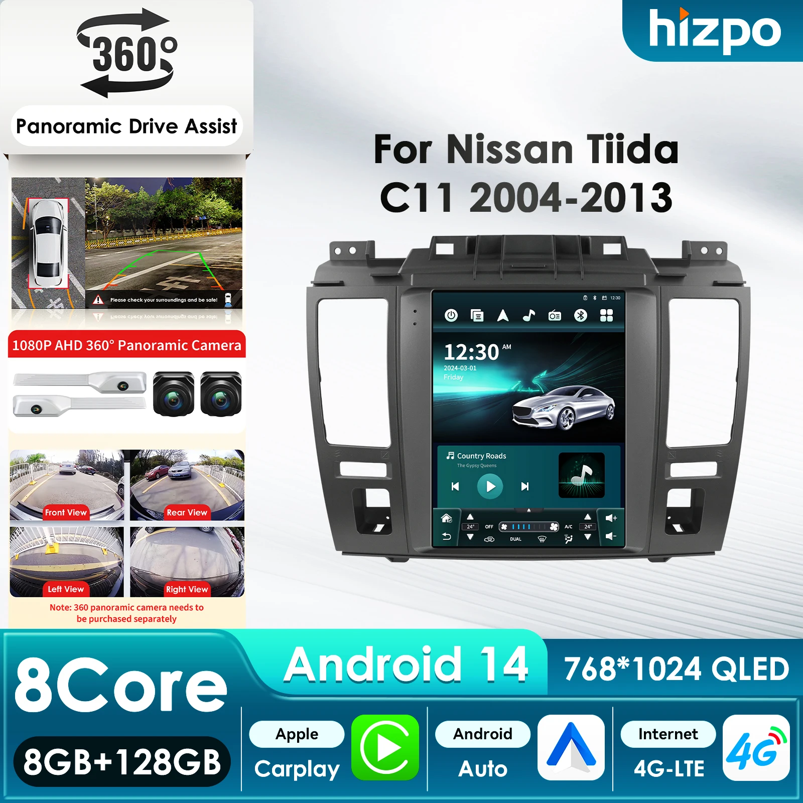 

Мультимедийный проигрыватель Android в стиле Tesla 9.7 дюймов для Nissan Tiida C11 2004-2013 с GPS, Carplay, 4G и интеллектуальным экраном AI