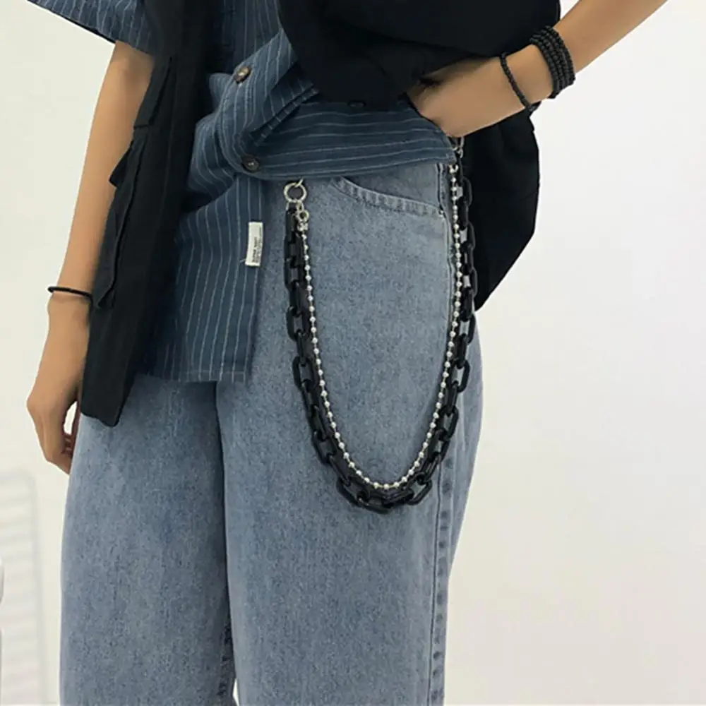 1 Set Detachable Punk  Pants Chain Resin Double Layers Candy Color Hanging Ropes Party Retro Geometric Hip Hop Waist Chains